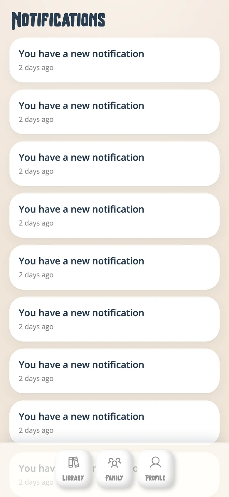 The Voicebooks notifications inbox